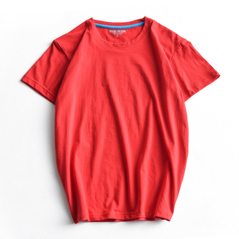 Men's Round Neck Blank Solid Color Cotton T-shirt