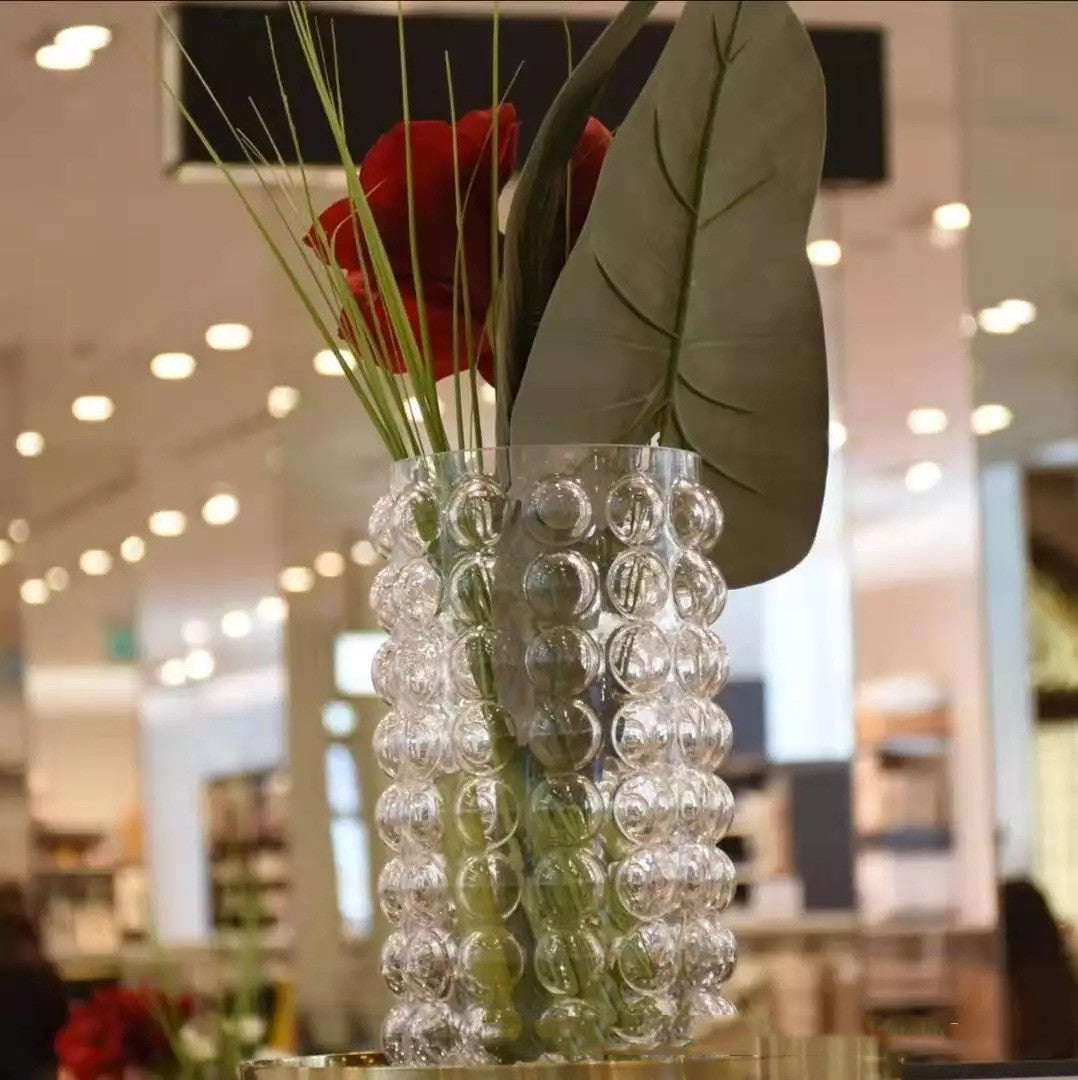 Nordic Modern Bubble Black Straight Glass Vase Transparent Ornament