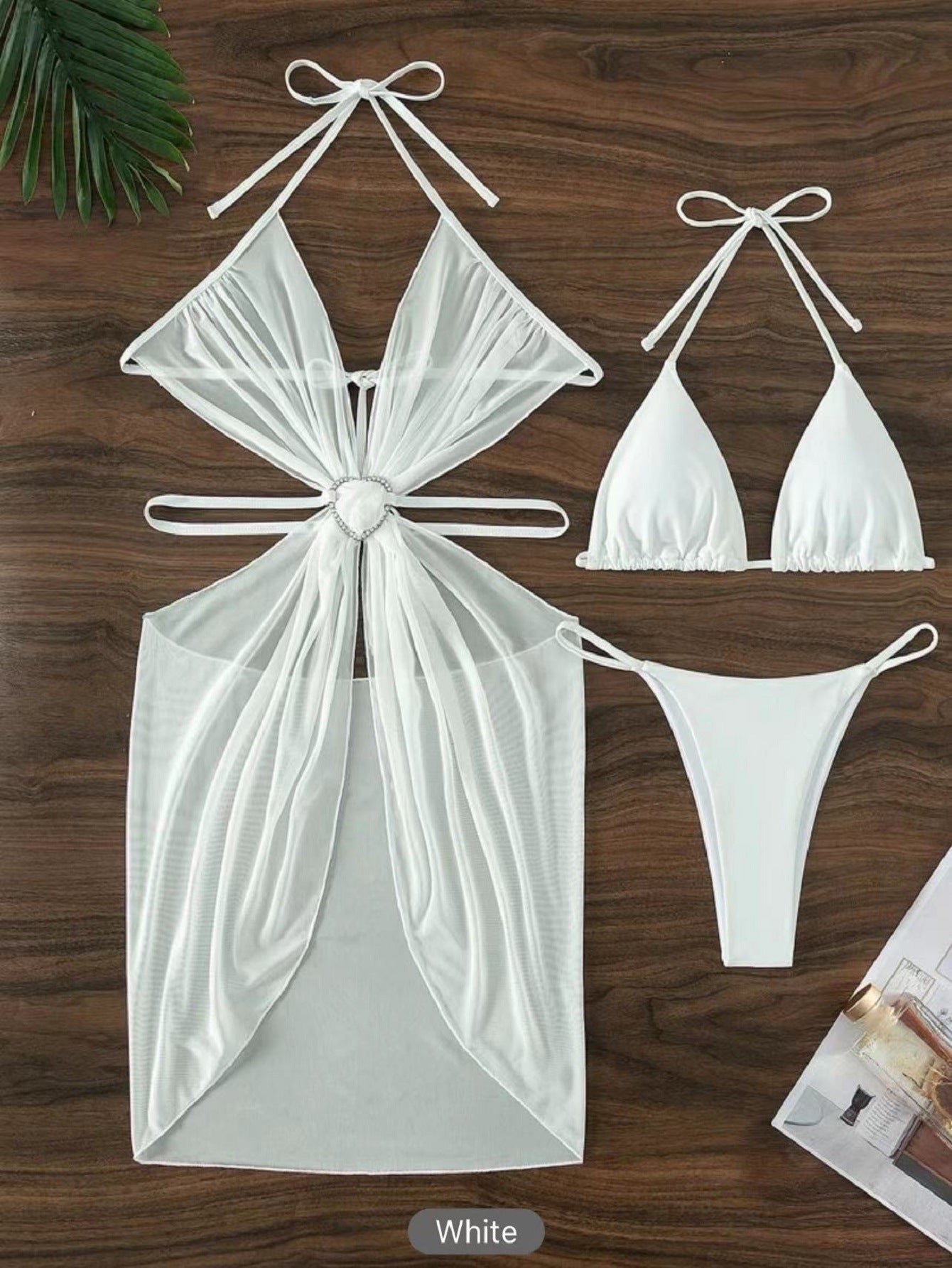 Women's Black High Waist Bikini Two-Piece Solid Polyester