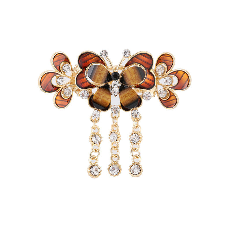 Vintage Plate Back Head Fringe Clip