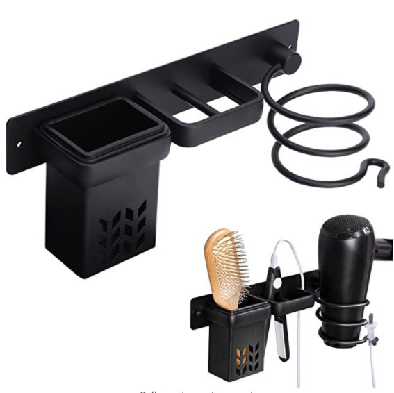 Bathroom Hair Dryer Holder – Wall-Mounted Storage Bracket, No-Drill