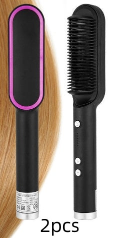 2-in-1 Hair Straightener & Hot Comb – Dual-Purpose Negative Ion Electric Curling Brush