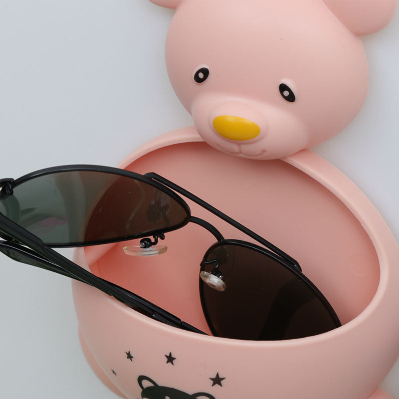 Bear Toothbrush Holder with Wall-Mounted Soap Dish – Cute Bathroom Organizer