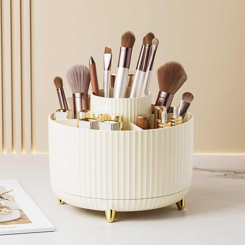 Desktop Swivel Makeup Brush Organizer – Rotating Cosmetic Storage Holder