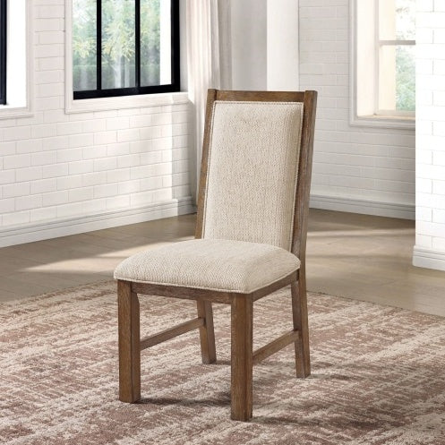 2 Oak Solid Wood Beige Fabric Restaurant Furniture Chairs