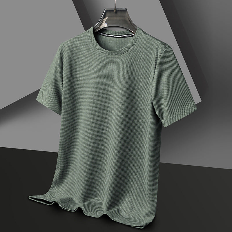 Summer Solid Color Men's Polyester Round Neck T-shirt