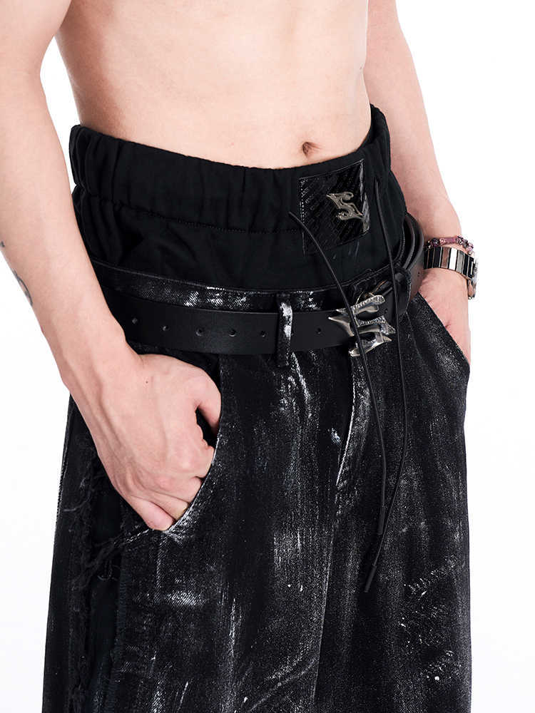 Men's Two-Layer Leather Belt – Metal Letter Buckle