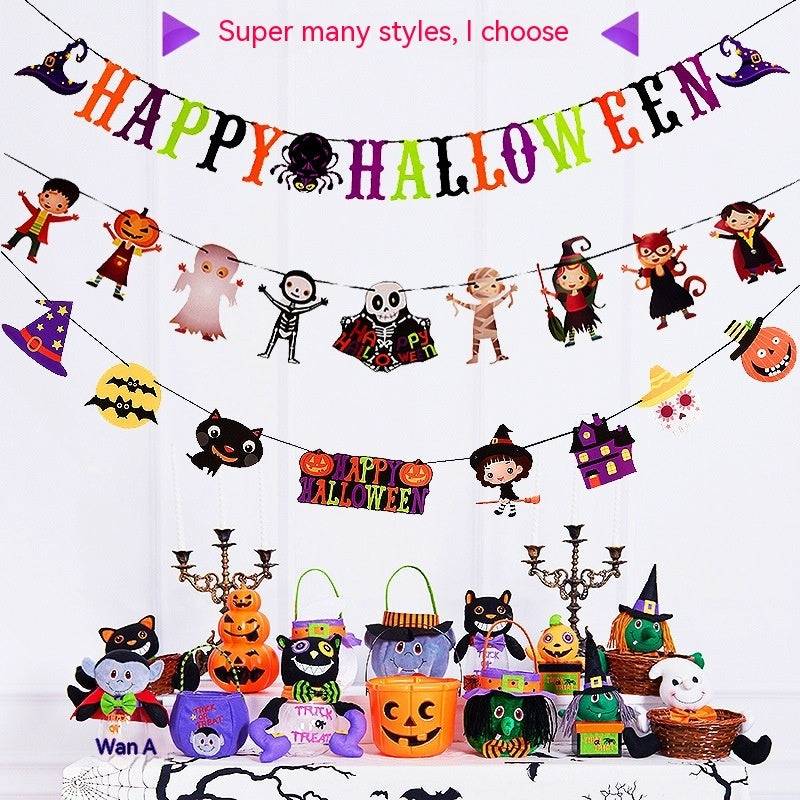 Halloween Hanging Flag Decorations – Spooky Props for Bars, Classrooms, and Party Scene Layouts