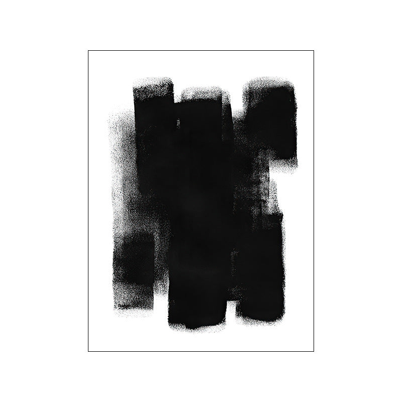 Nordic Simple Character Abstract Line Decorative Painting Black And White Living Room With View Sofa Wall Mural Frameless
