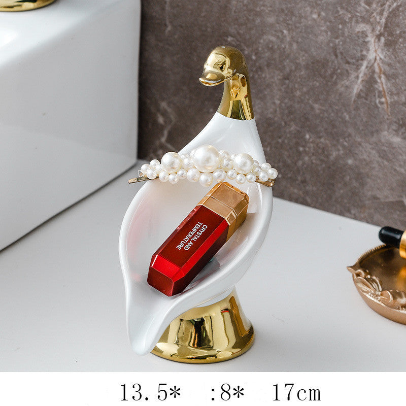 Creative Swan Ceramic Soap Rack – Non-Slip Household Bathroom Holder