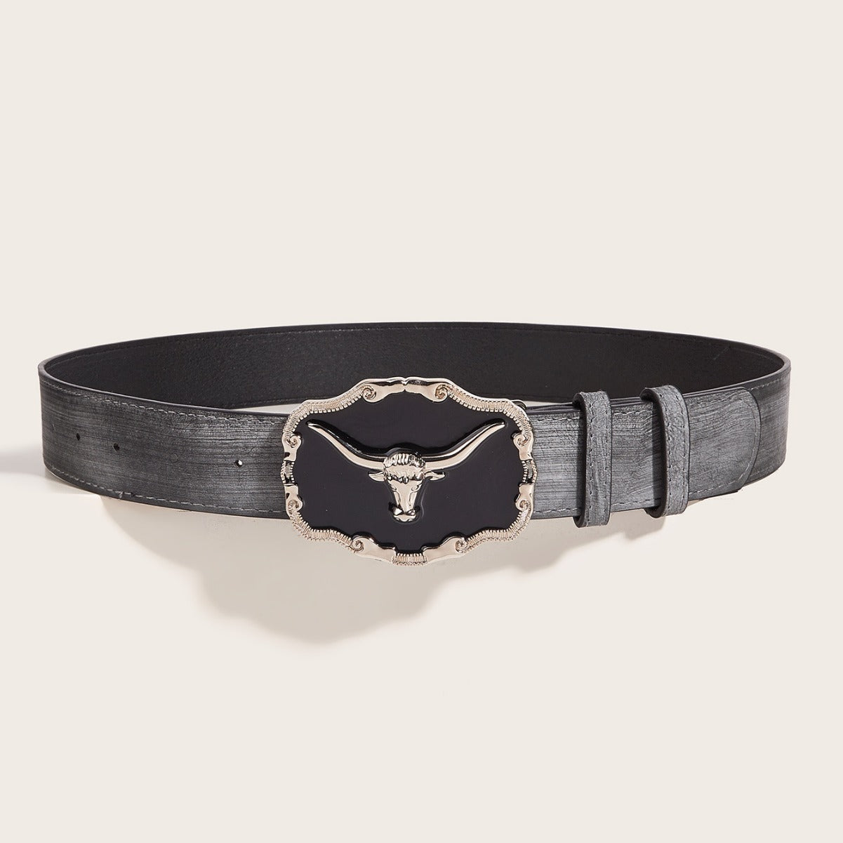 Retro Epoxy Cattle Head Buckle Belt