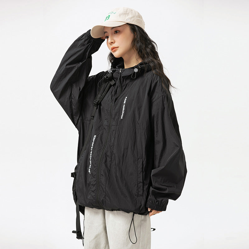 Printed Thin And All-matching UPF50 Sun-protective Clothing Hooded Couple