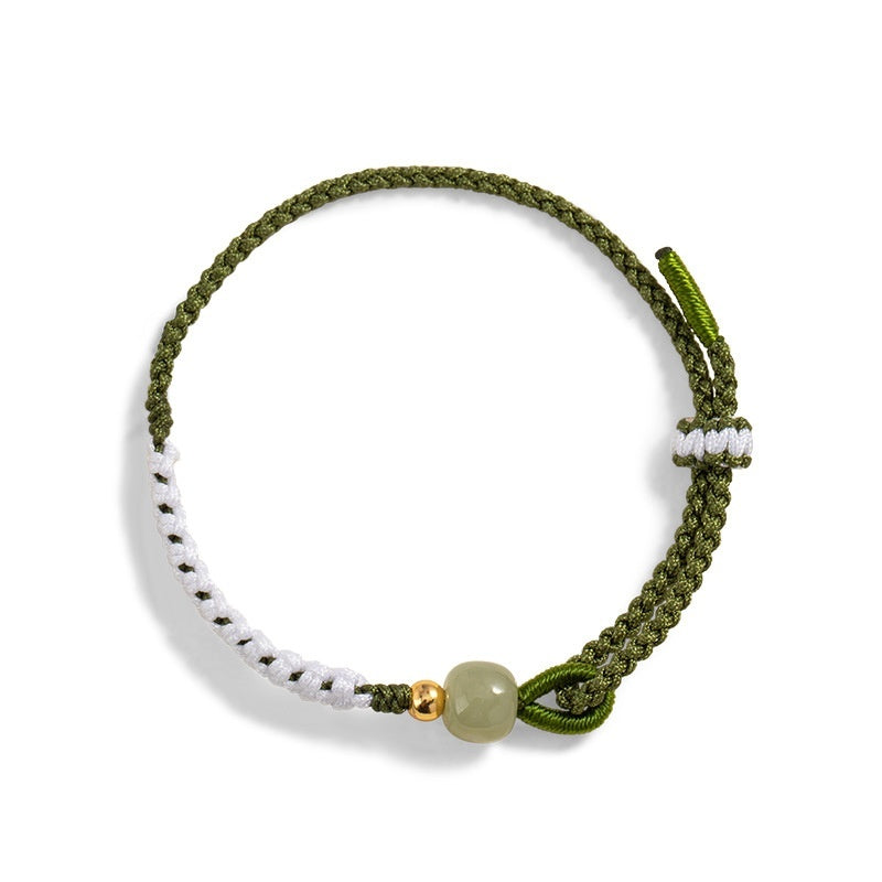 Hetian Jade Sterling Silver Carrying Strap Chinese National Bracelet