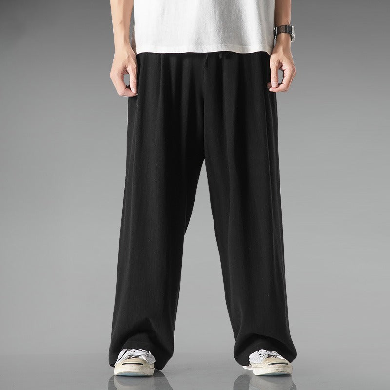 Men’s Cotton Linen Wide-Leg Pants – Lightweight Summer Casual Trousers