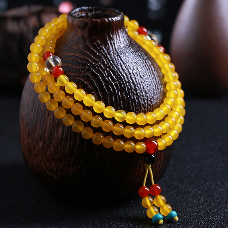 108 Beads Agate Jewelry Gift Necklace Crystal Canary Stone Bracelet