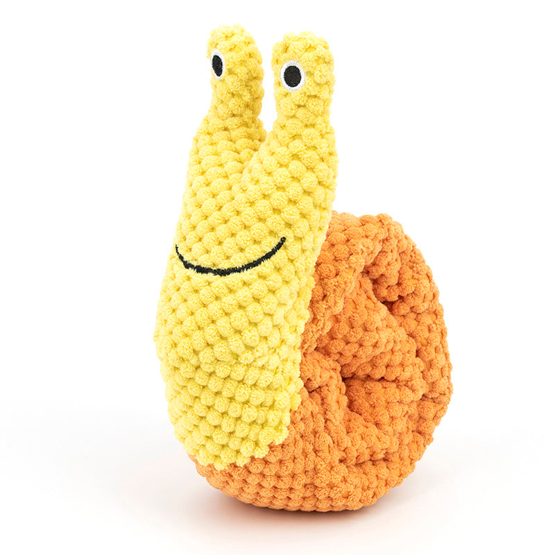 Plush Snail-Shaped Squeaky Dog Snuffle Toy for Treat Dispensing and Brain Enrichment