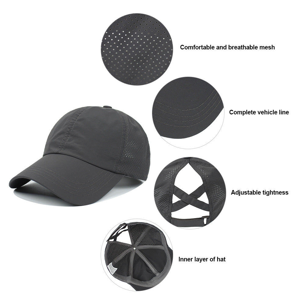 Women’s Ponytail Baseball Cap – Breathable Outdoor Sports Hat