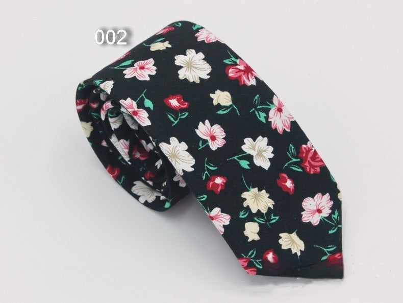 Men’s Printed Cotton Pocket Handkerchief with Floral Tie