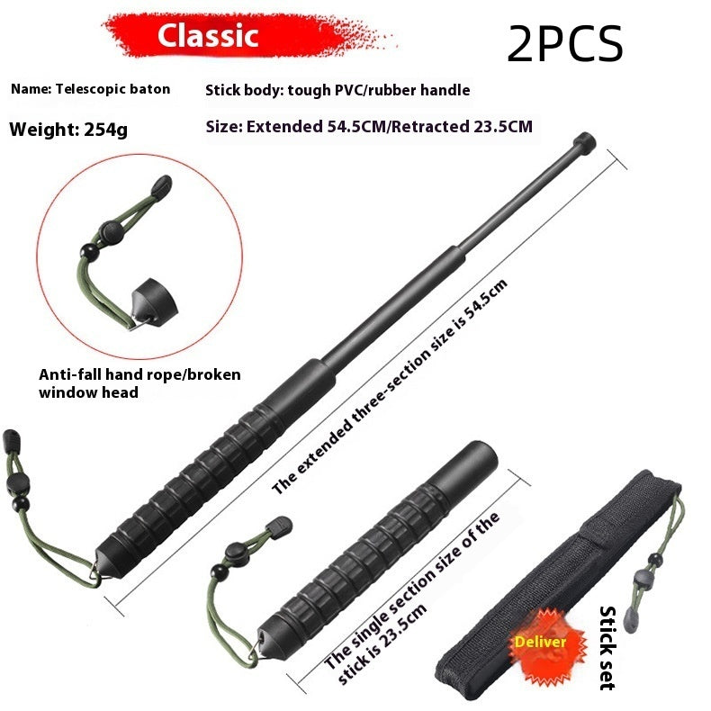 PVC Plastic Self-defense Three-section Car Broken Window Stretchable Baton