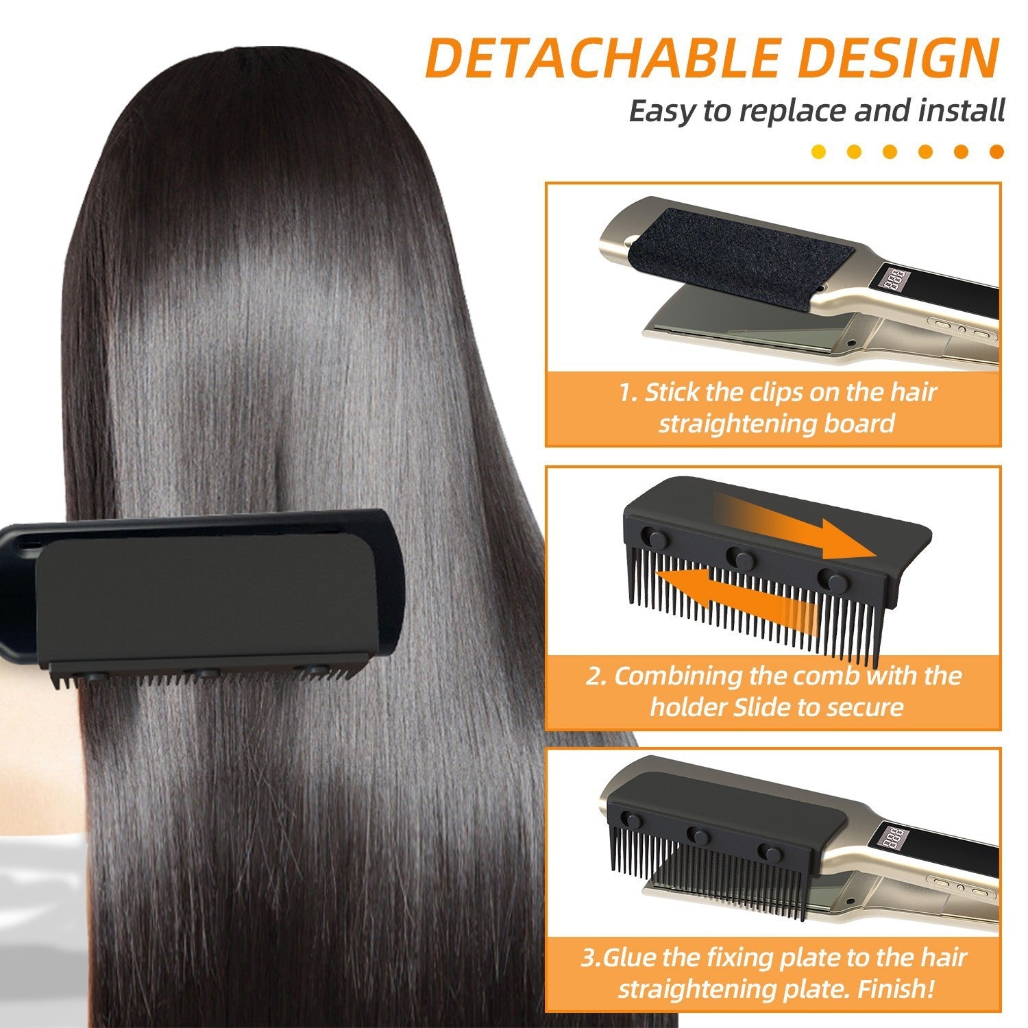 Electric Hair Straightener Comb – Removable Salon Styling Tool
