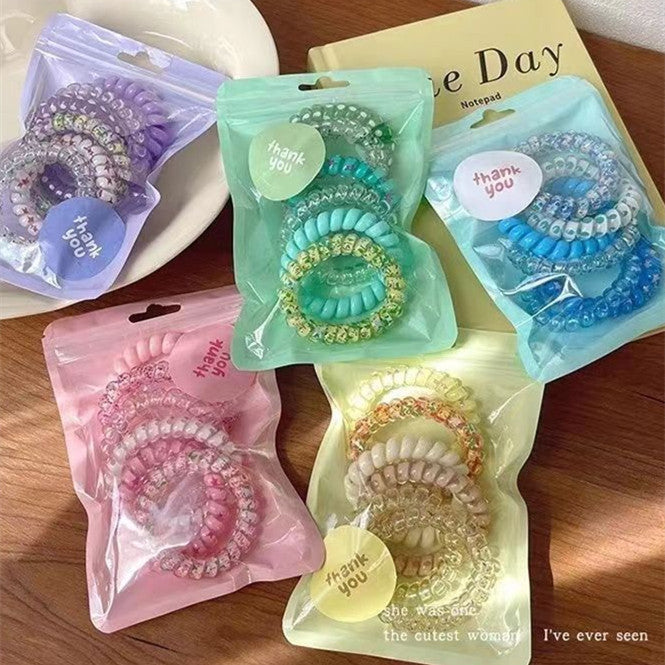 Gradient Color Telephone Line Hair Rope Girls Head Rope Rubber Band Headdress