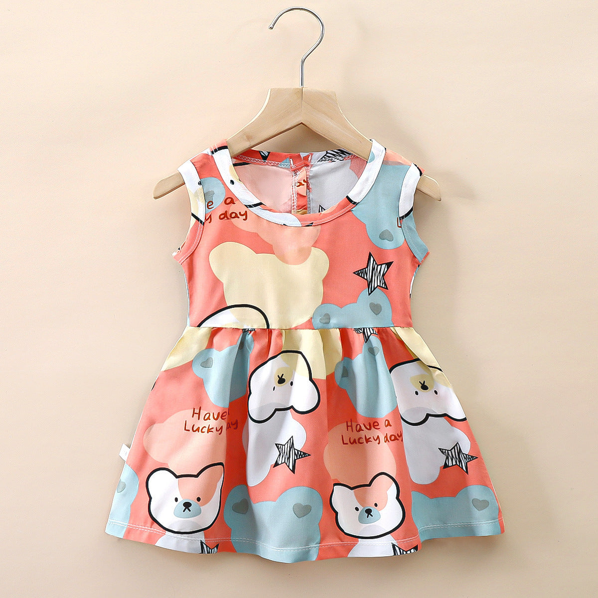 Small And Medium Cotton Silk Girl Dress Thin
