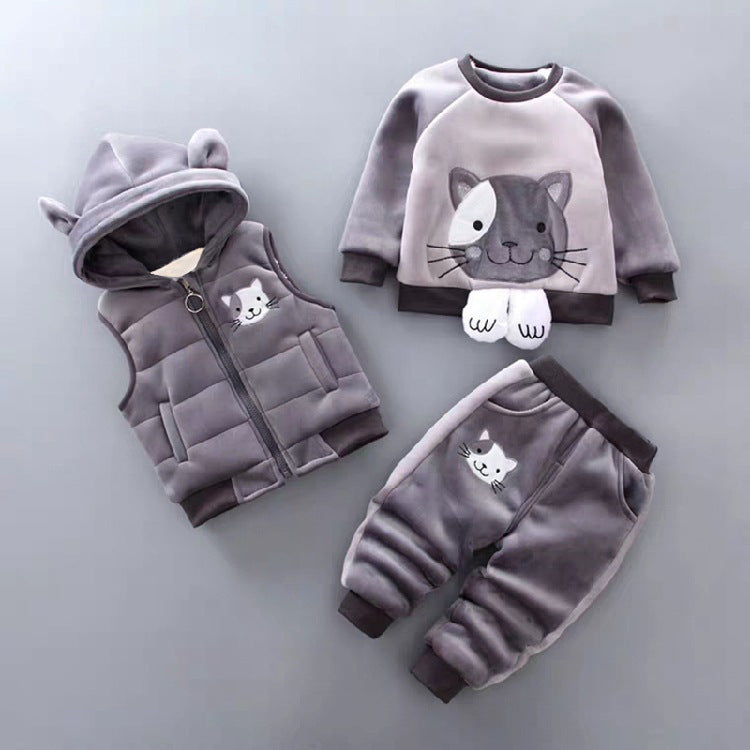 Kids Cotton Casual Three Piece Set Regular Fit Outfit