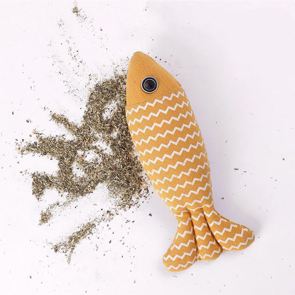 Soft Durable Burlap Catnip Fish Toy with Crinkle Sound for Interactive Indoor Play