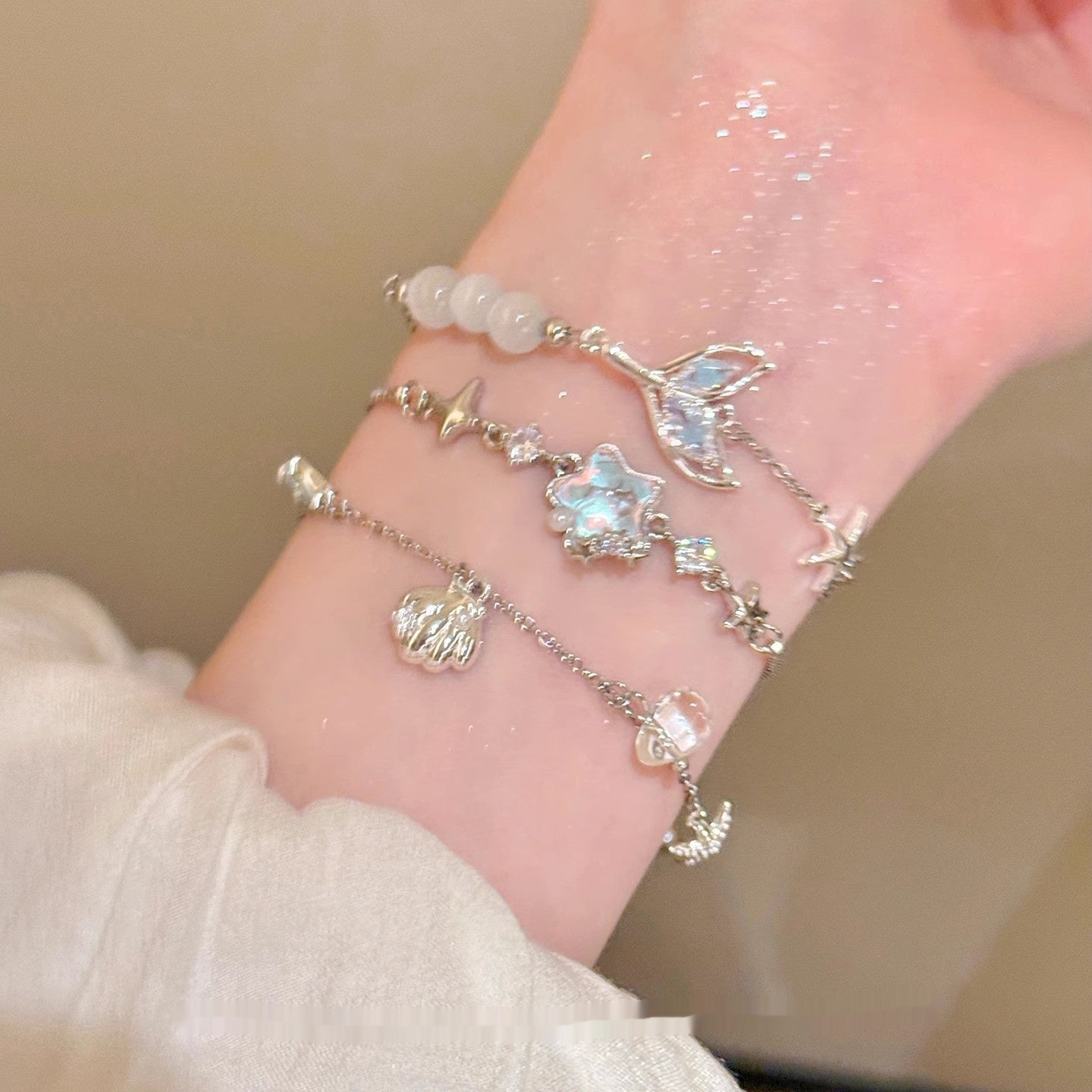 Women's Starfish Shell Pearl Bracelet – Alloy Fishtail Opal Design