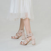 Chunky Heel Rhinestone Rome Classy High Heels