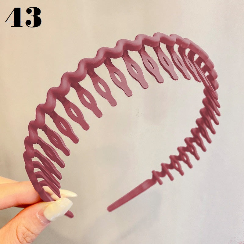 Simple Serrated Non-slip Solid Color Hair Headband
