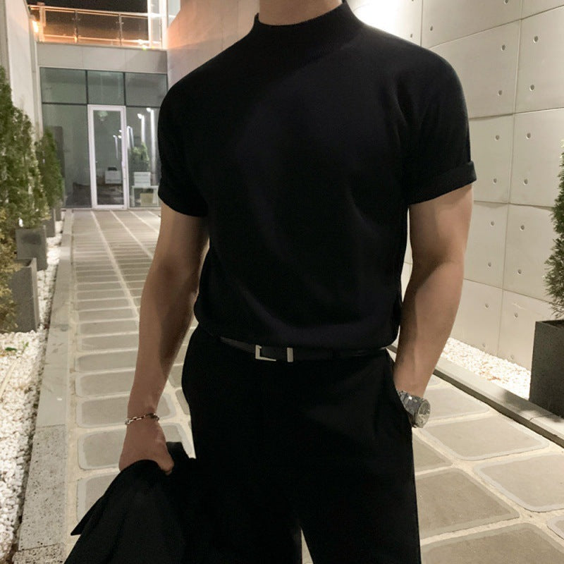 Unisex Half Turtleneck Knitted Tee Viscose Slim Fit