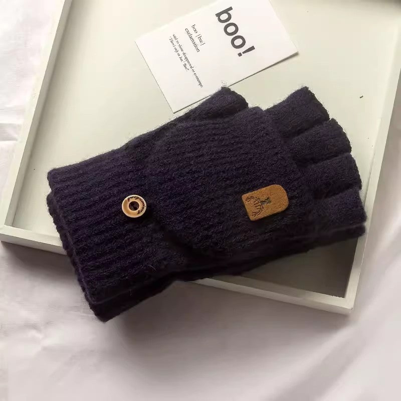 Half Finger Knitted Wool Gloves – Autumn Winter Couple Warmers