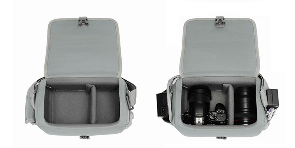Unisex Slim Waterproof Camera Bag In Polyester Solid Gray
