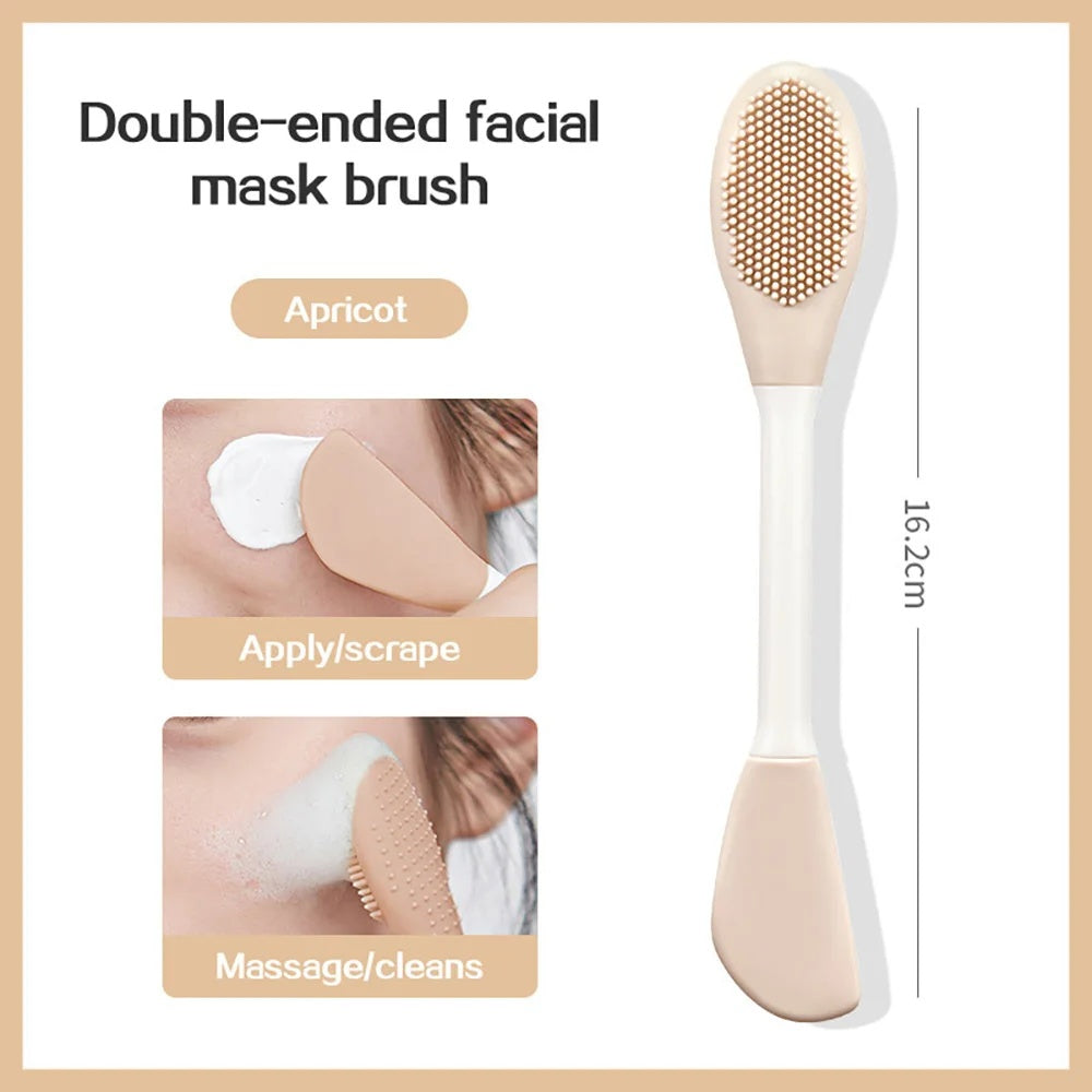 Double Head Silicone Facial Mask Brush – Massage, Mud Scraper & Skincare Tool