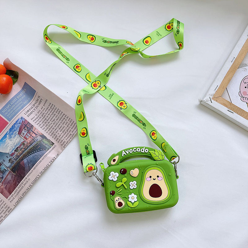 Silicone Children’s Portable Crossbody Bag – Fruit & Donut Shoulder Purse