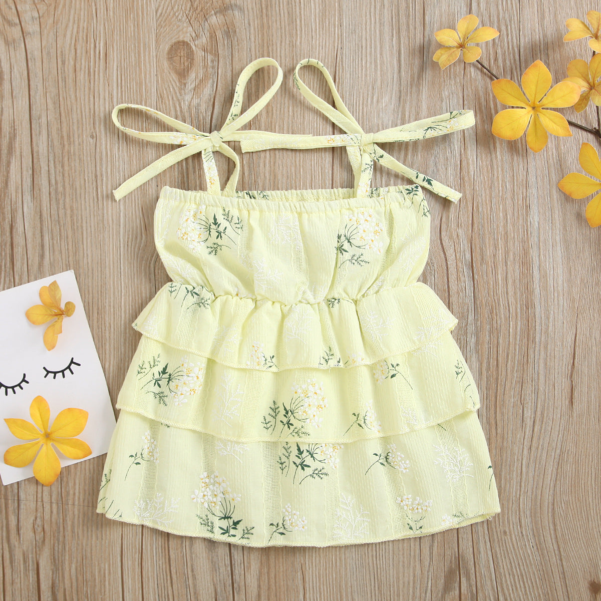 Girl's Cotton Dress With Flower Strap Cake