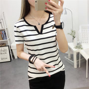 Plus Size V-Neck Stretch Top – Comfortable Short Sleeve Tee for Everyday Wear