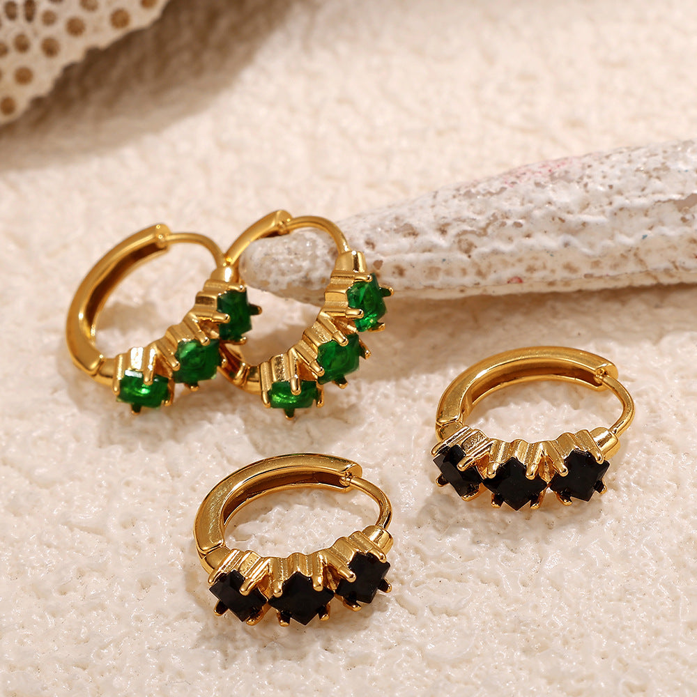 Fashion Simple Stainless Steel Rhinestone Earrings Refined Grace Advanced