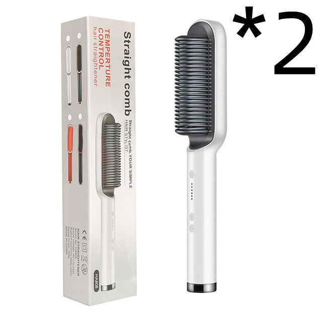 2-in-1 Hair Straightener & Hot Comb – Dual-Purpose Negative Ion Electric Curling Brush