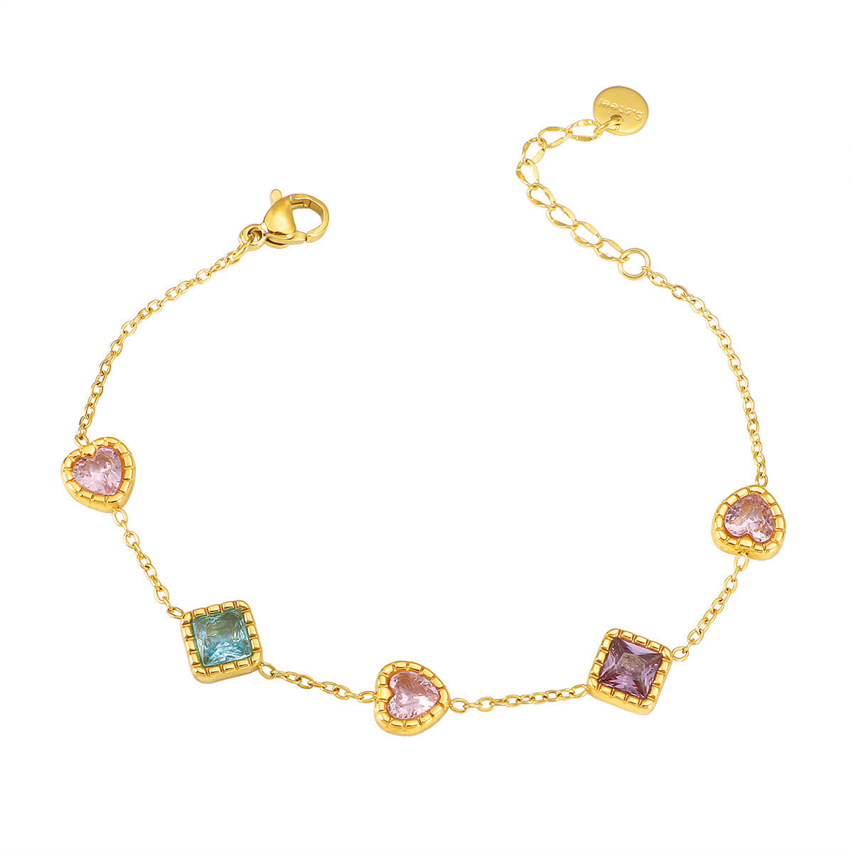 Women's Gold Heart Zircon Bracelet – Titanium Steel Gleaming Design