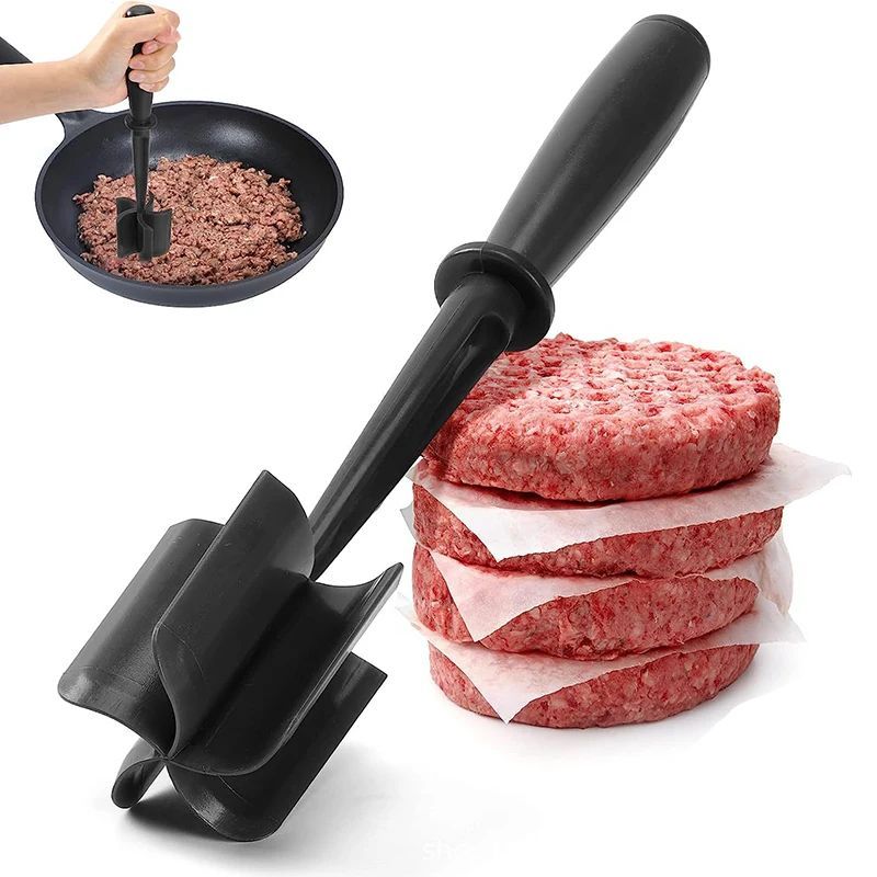 5-Blade Heat-Resistant Nylon Meat Chopper – Non-Scratch Potato Masher & Ground Beef Smasher