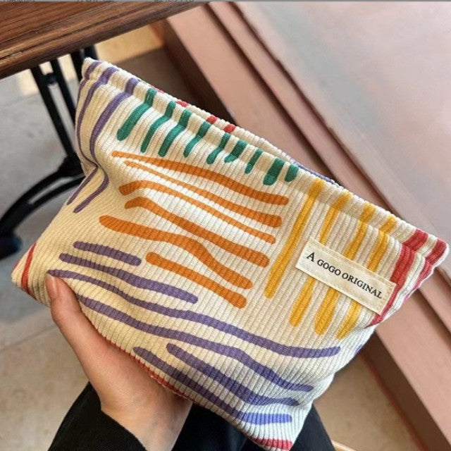 Ultra Light Striped Milky White Polyester Bag – Soft Cotton Blend Lining