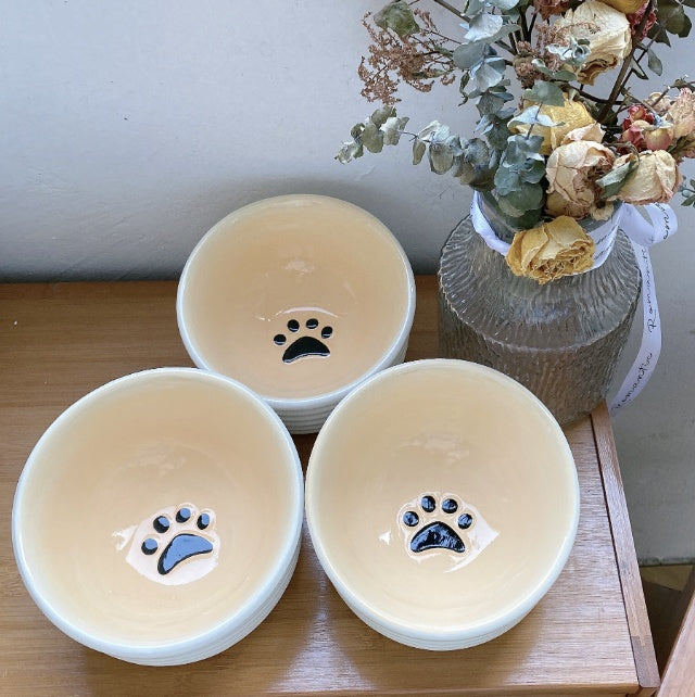 Ceramic Cat Bowl DogFood Basin Oblique Mouth Anti-tumble