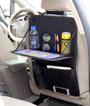 Car Seat Back Organizer with Foldable Dining Table Tray, Travel Storage Bag and Interior Accessory