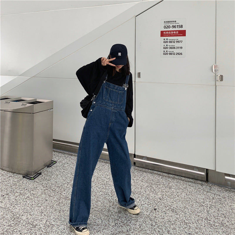 Women's Fashion Denim Suspender Pants – Casual Loose Overalls Jumpsuit