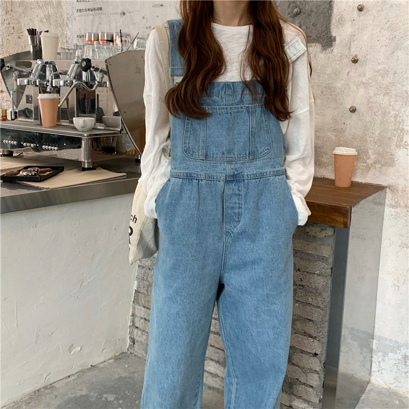Women's Fashion Denim Suspender Pants – Casual Loose Overalls Jumpsuit