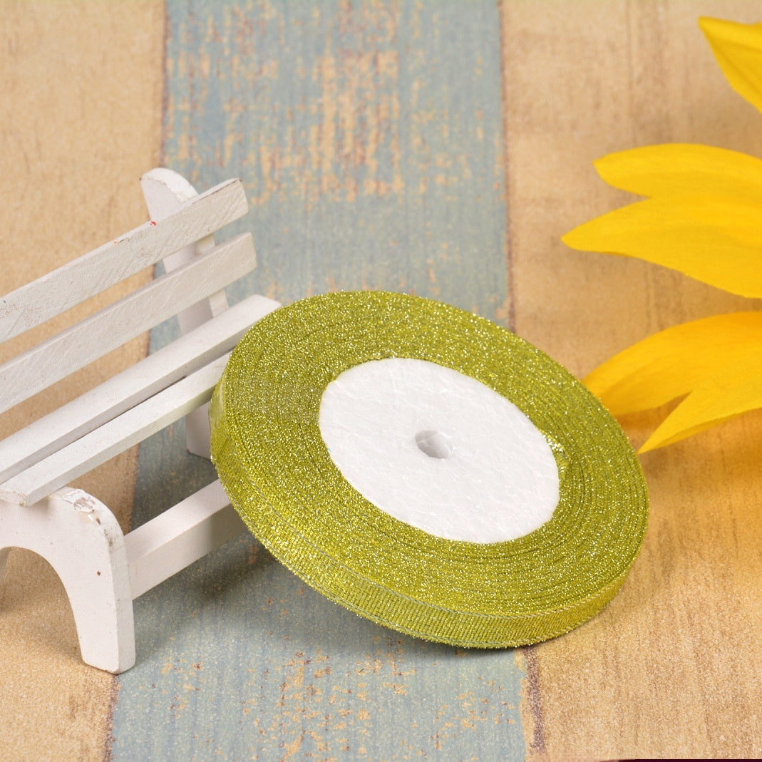 Silk And Polyester Ribbon With Silver Wire For Gift Wrap