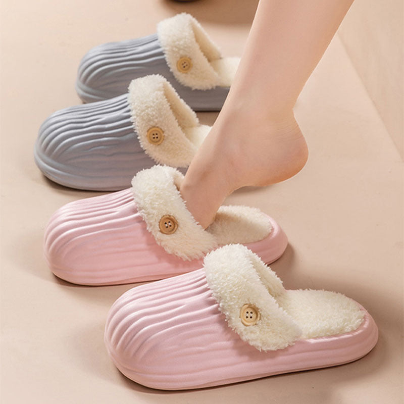 Unisex Detachable Fluffy Slippers With Faux Fur Lining