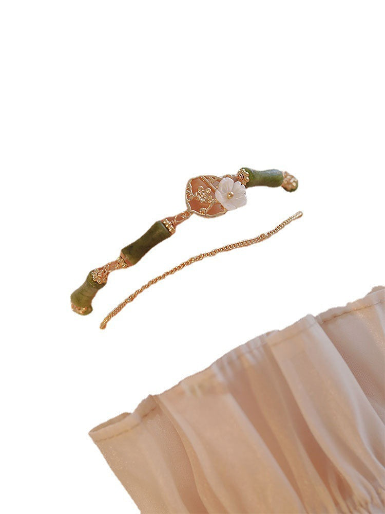 Natural Olivine Bracelet Chinese Double Layer Twin Bells Of Ireland